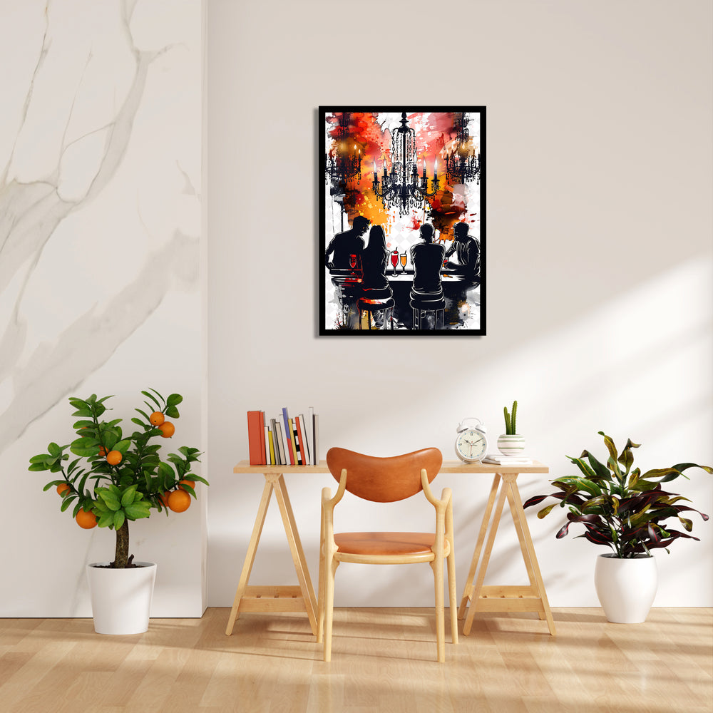 Chandelier Bar Conversations - Food & Bar Wall Art
