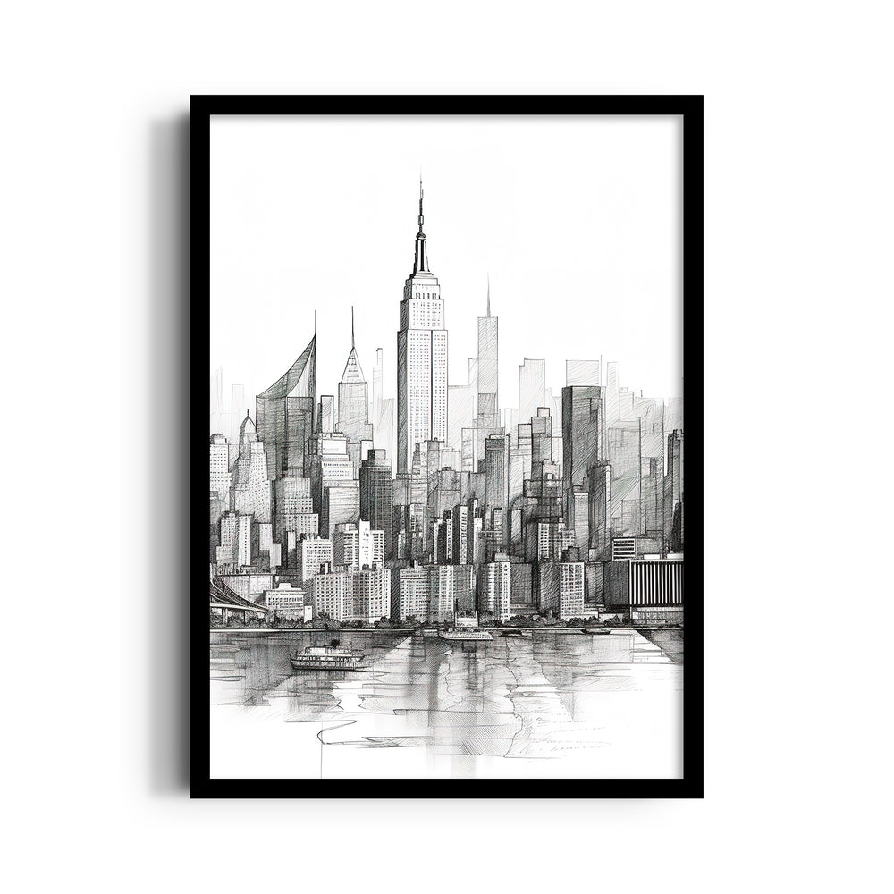 Classic Manhattan Sketch - City Wall Art