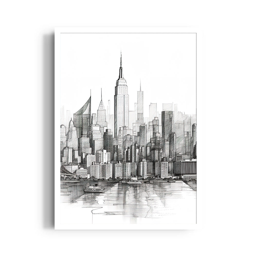Classic Manhattan Sketch - City Wall Art