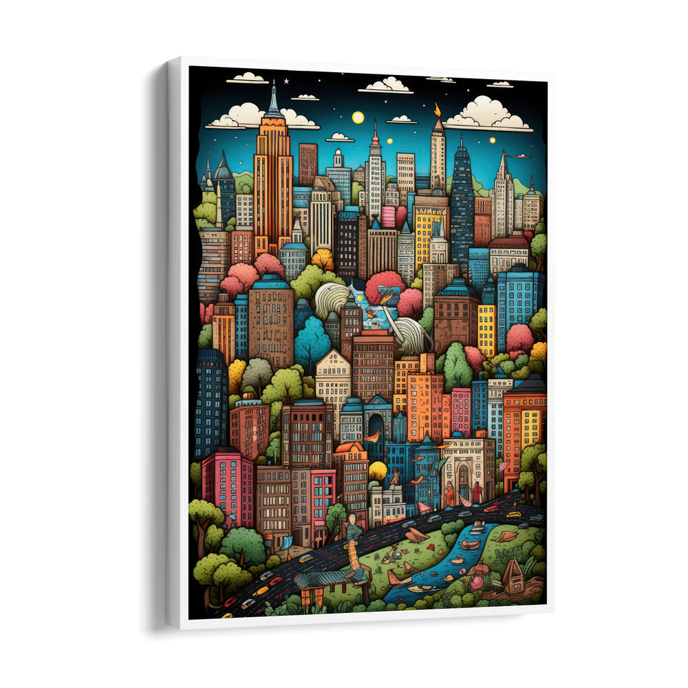 Colorful Cartoon Cityscape ??? Whimsical Urban Wall Art - Pillow Fights