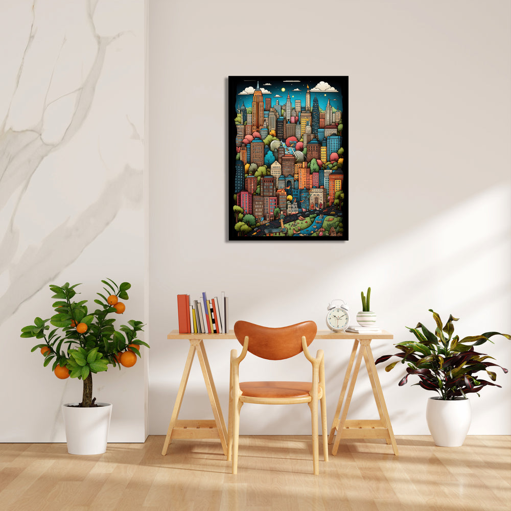 Colorful Cartoon Cityscape ??? Whimsical Urban Wall Art - Pillow Fights