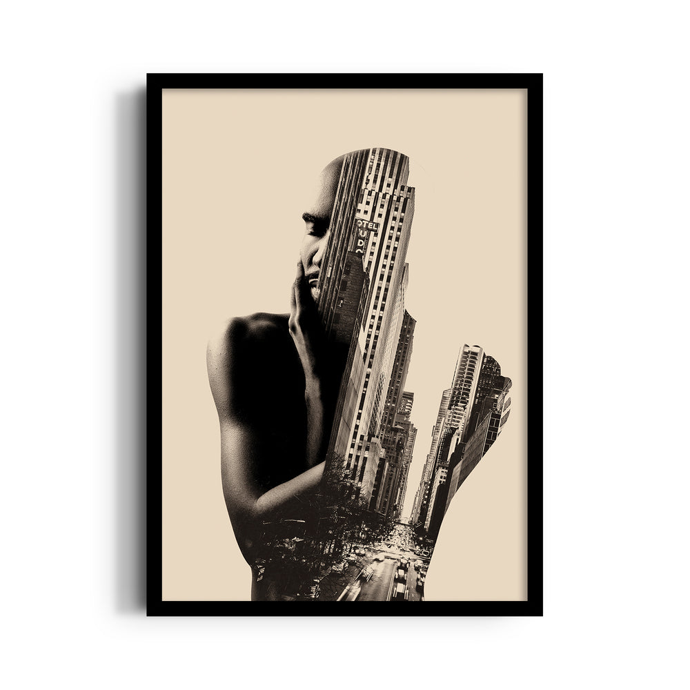 Double Exposure City Portrait – Artistic Urban Wall Art