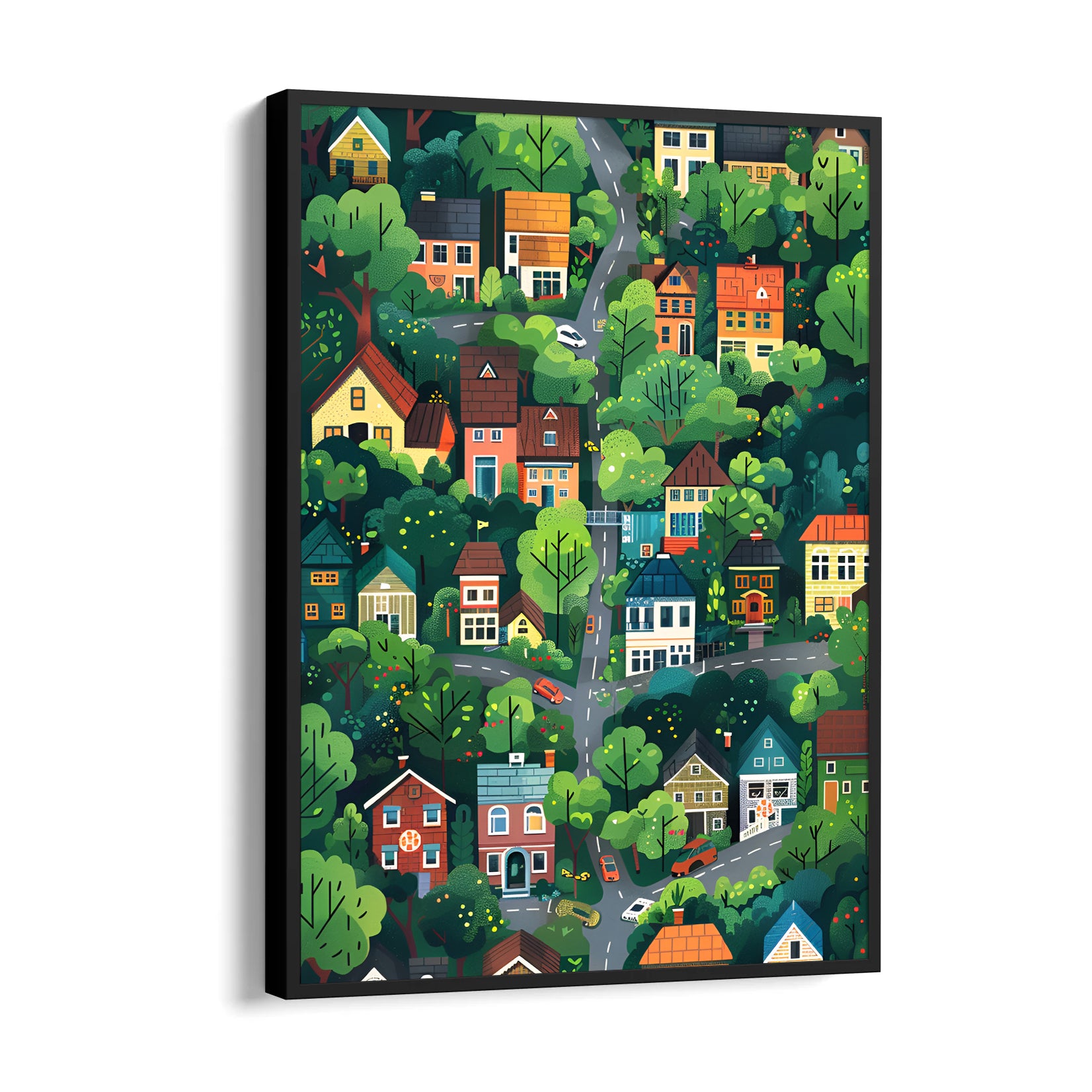 Enchanted Green Neighborhood - street map wall art