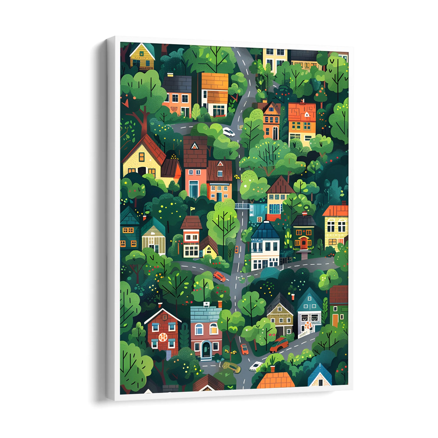 Enchanted Green Neighborhood - street map wall art