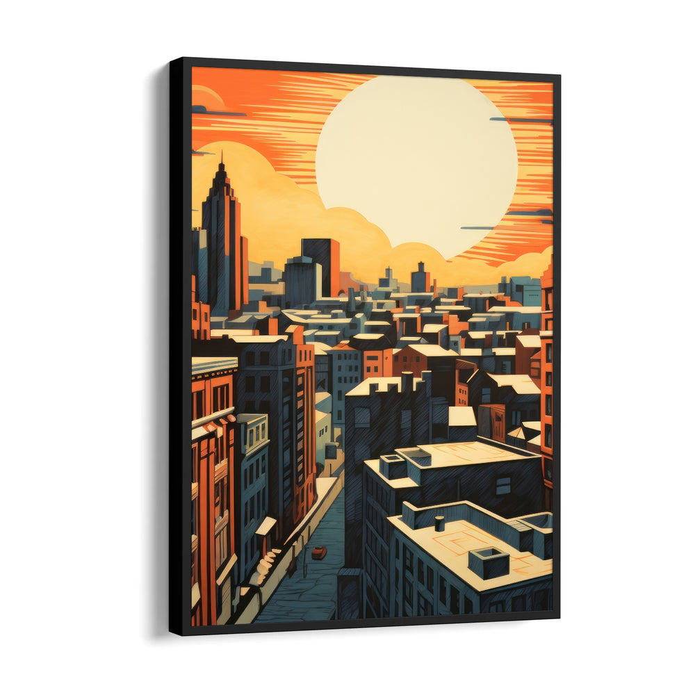 Golden Horizon Cityscape - City Wall Art