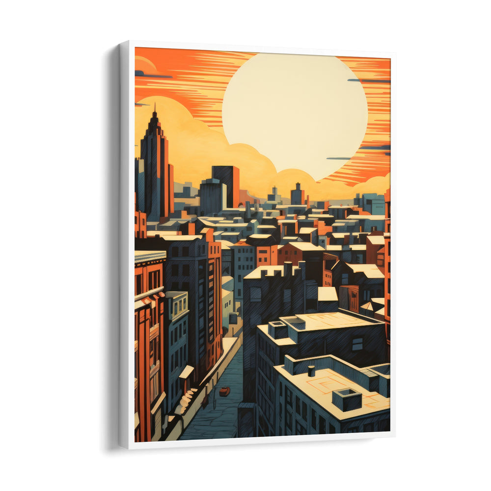Golden Horizon Cityscape - City Wall Art