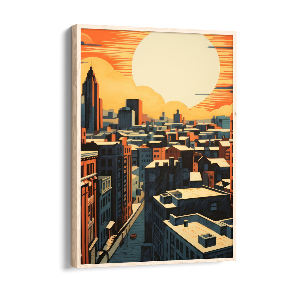 Golden Horizon Cityscape - City Wall Art