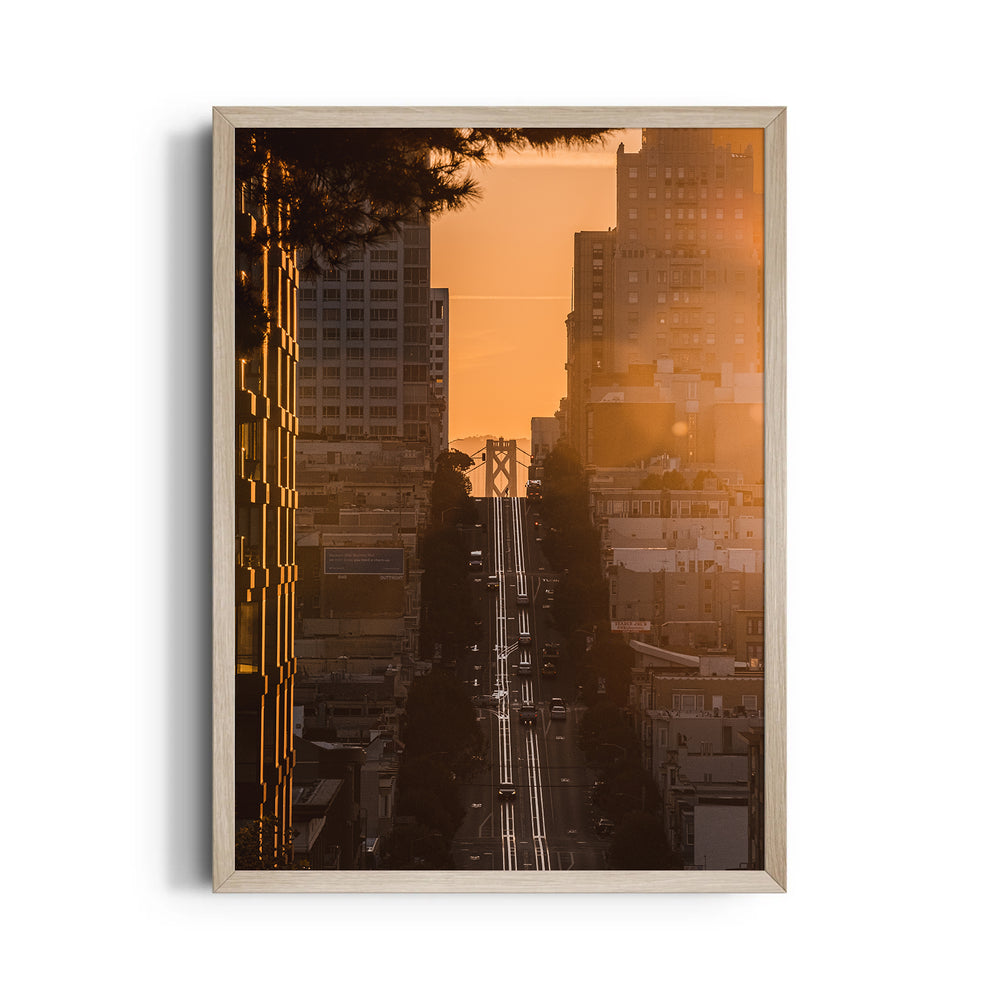 Golden Hour City Street – Sunset Urban Wall Art