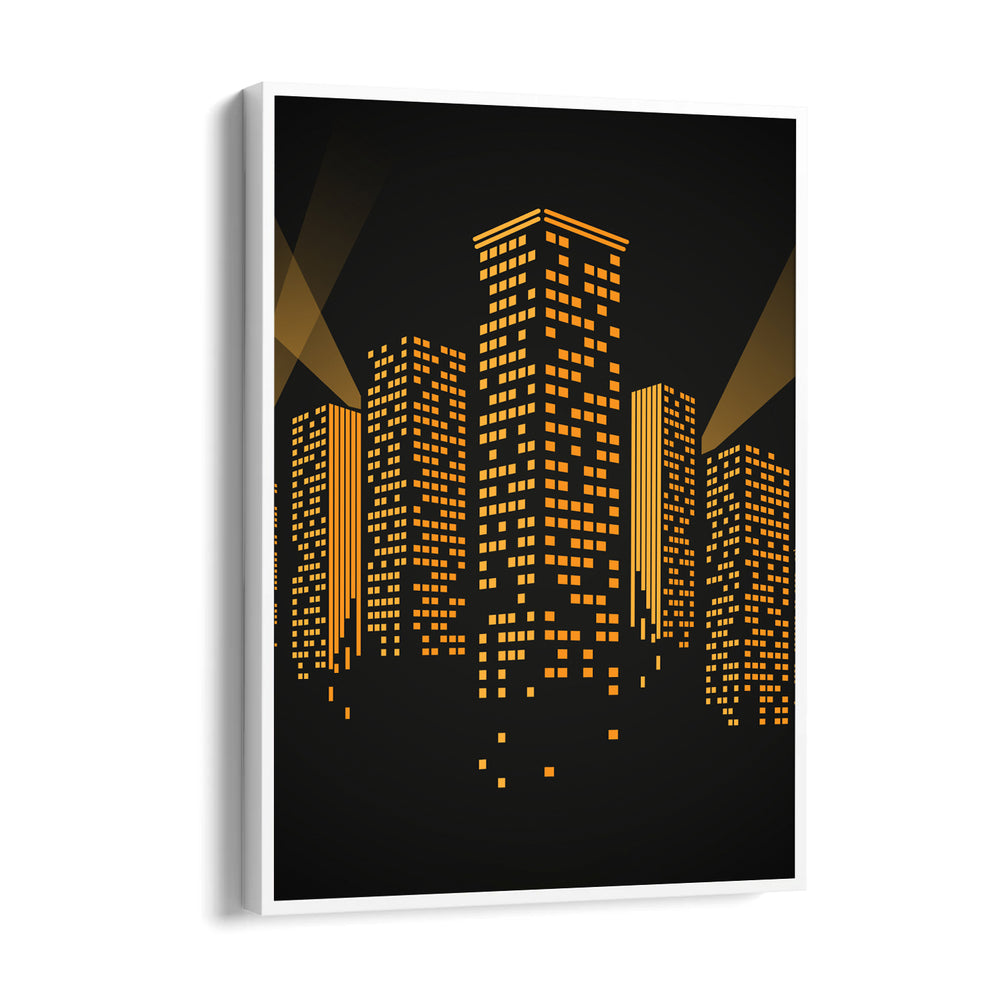 Golden Midnight Skyline - City Wall Art - Pillow Fights
