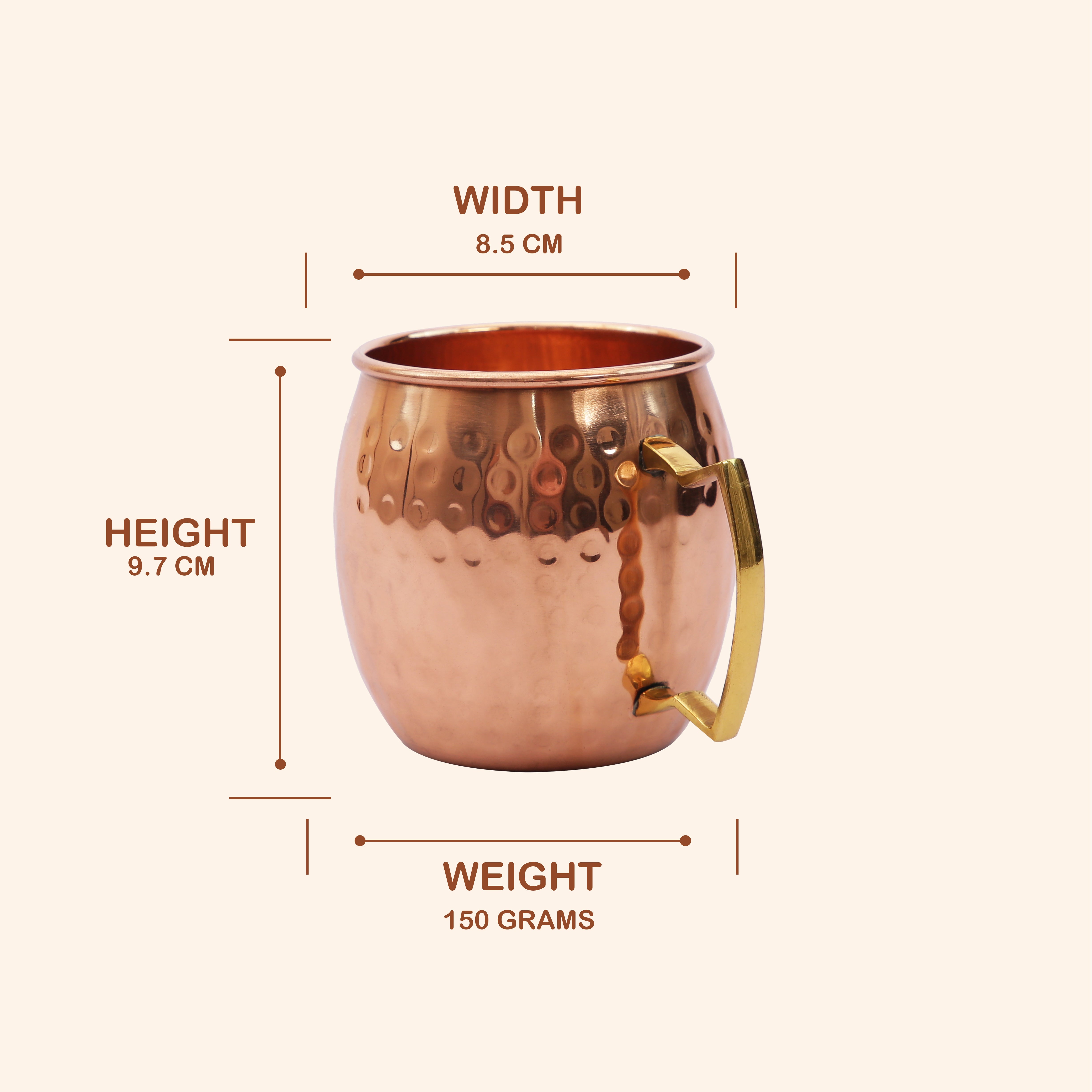 Classic Hammered Copper Moscow Mule Mug