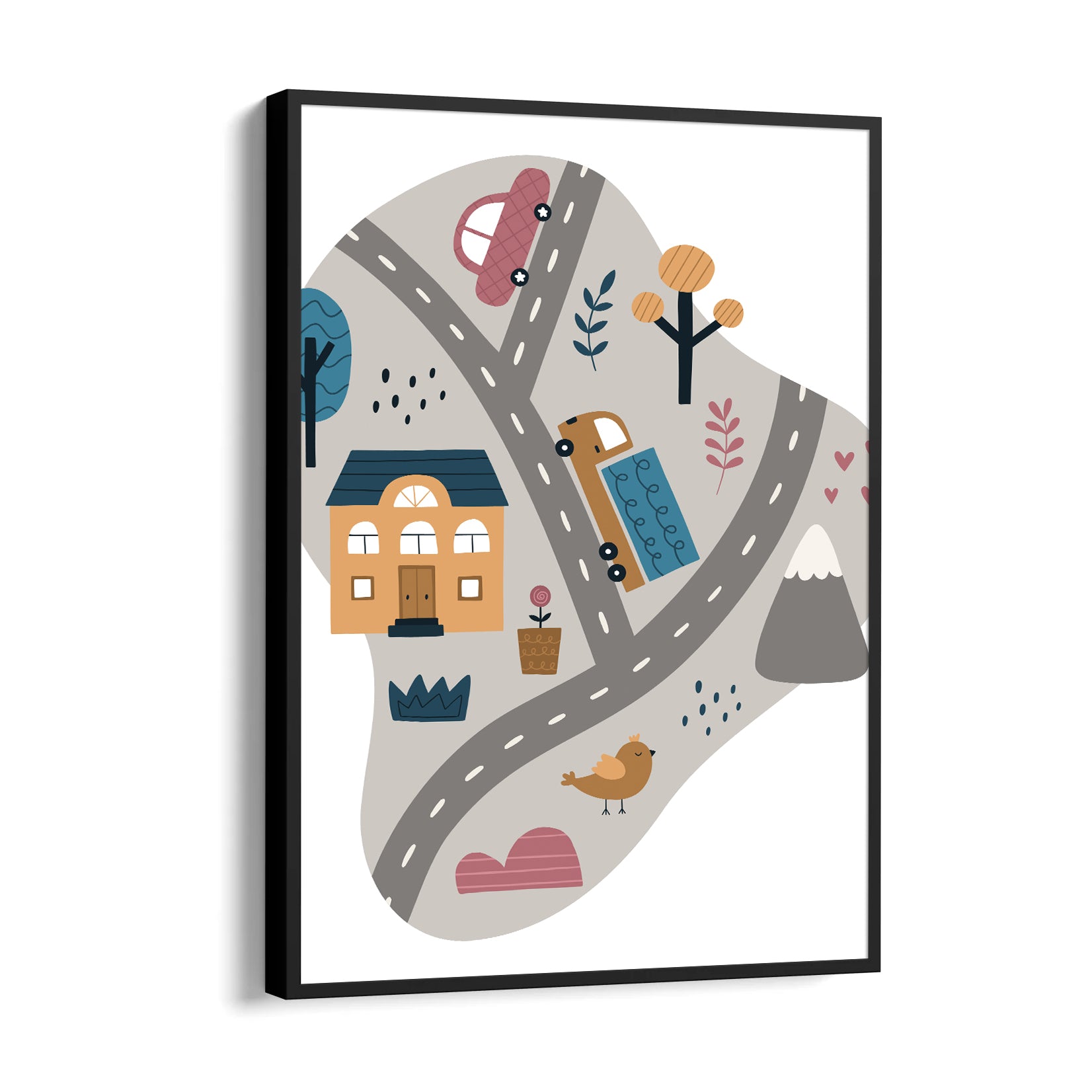 Little Town Roads - Street Map Wall Art