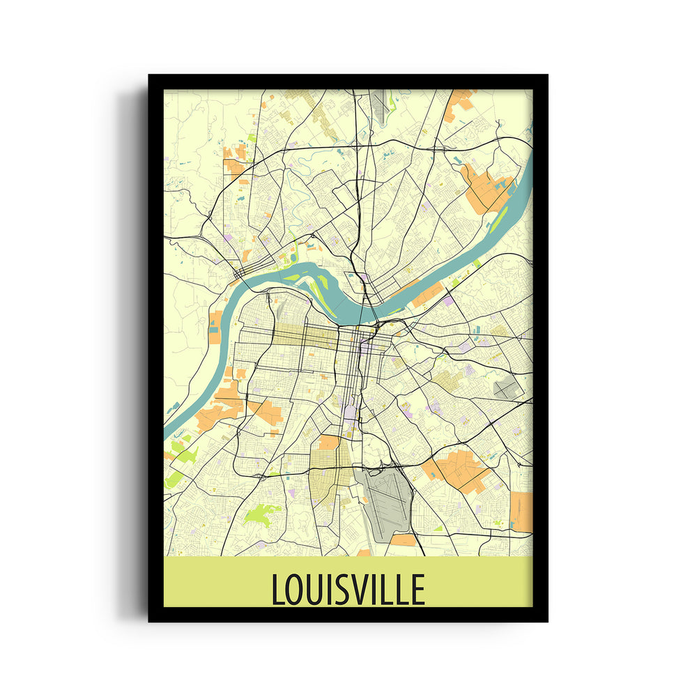 Louisville River Grid - street map wall art