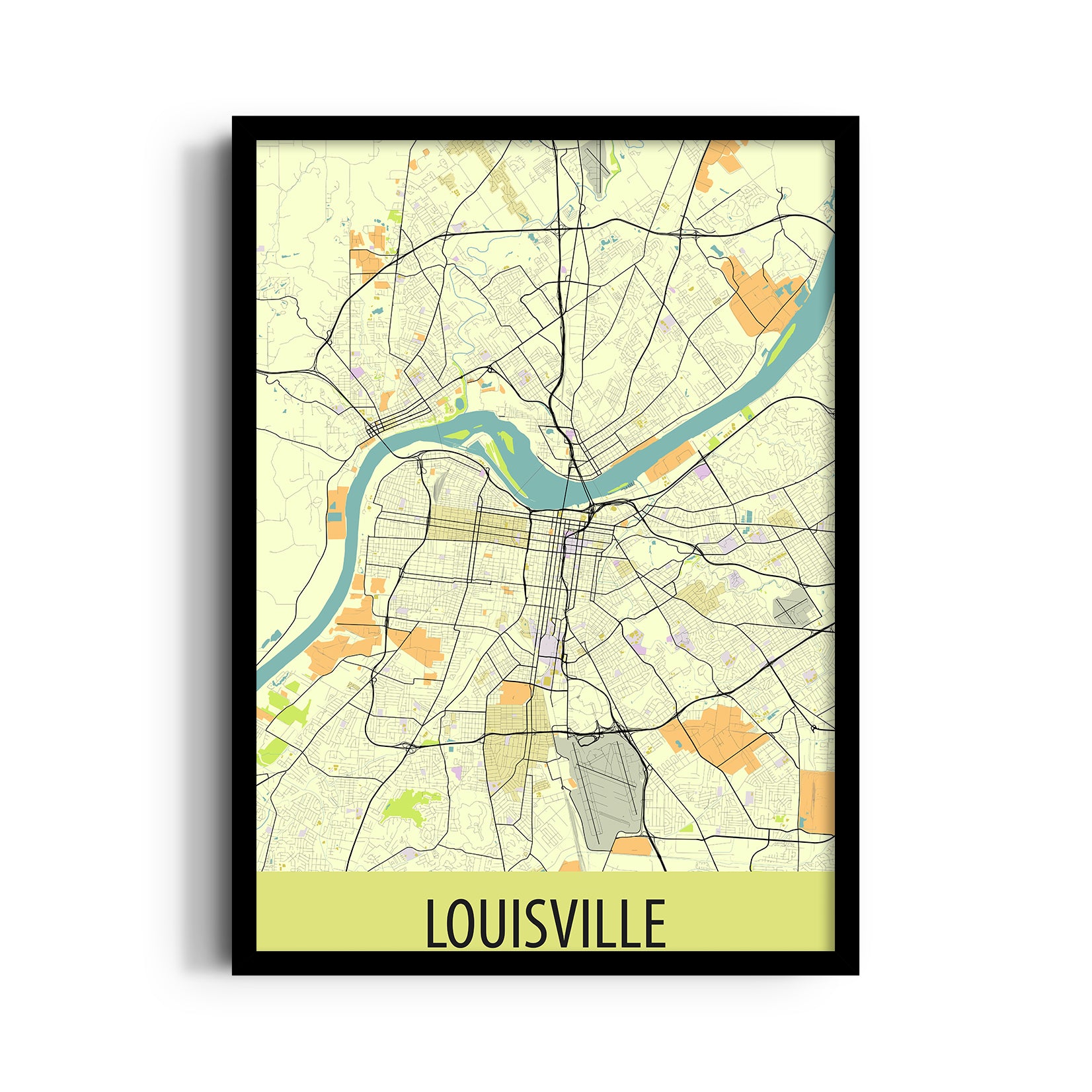 Louisville River Grid - street map wall art