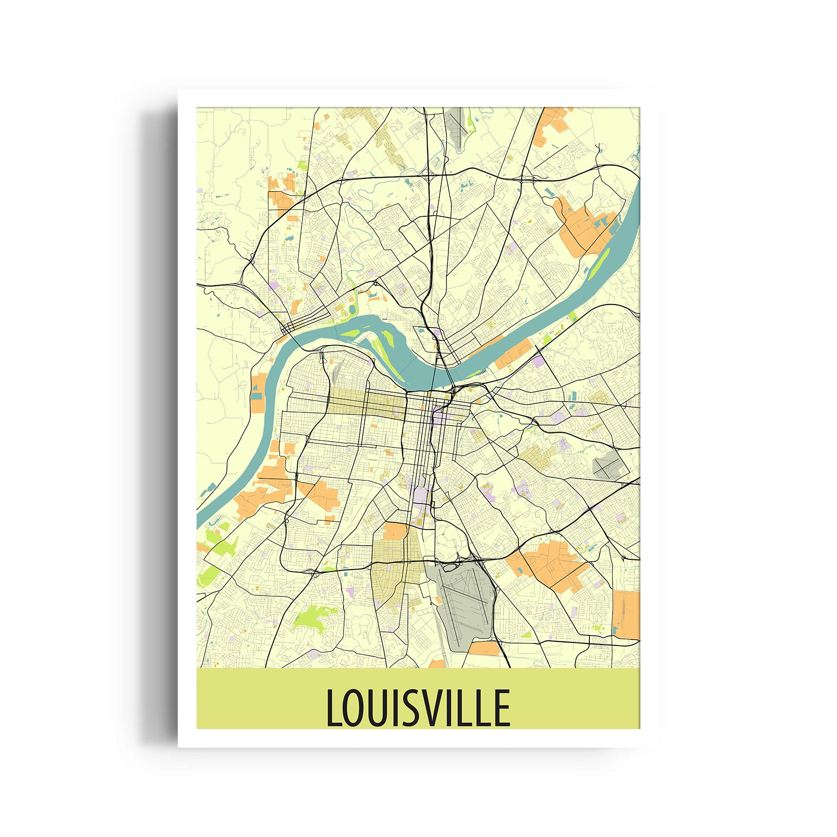 Louisville River Grid - street map wall art