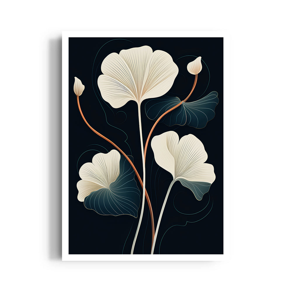 Midnight Ginkgo Bloom - Botanical Wall Art