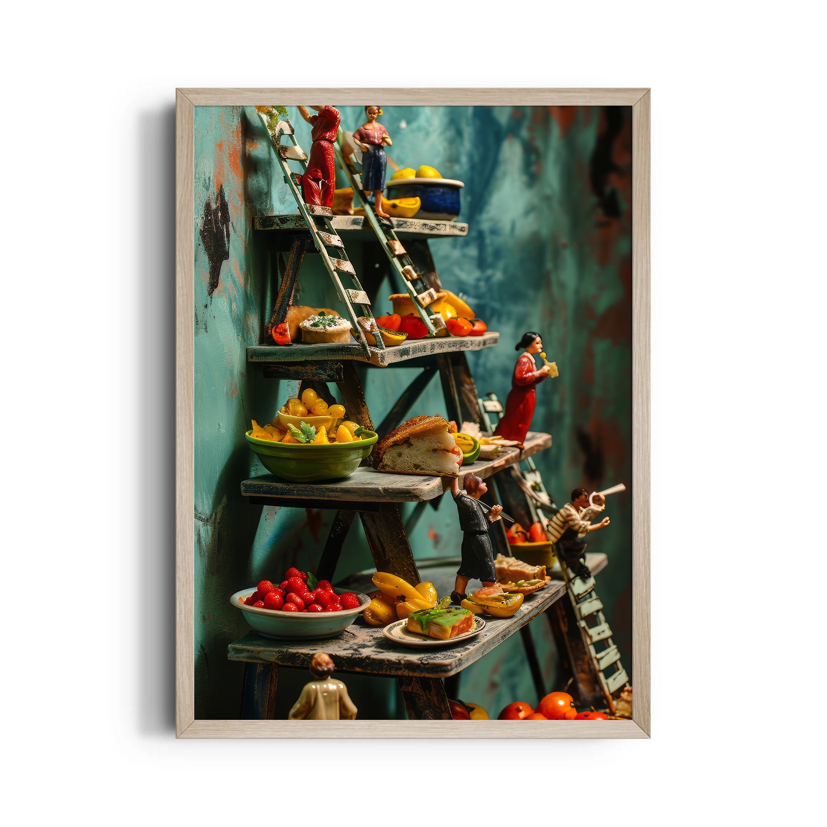 Miniature Market Feast ??? Whimsical Food Art Wall Decor