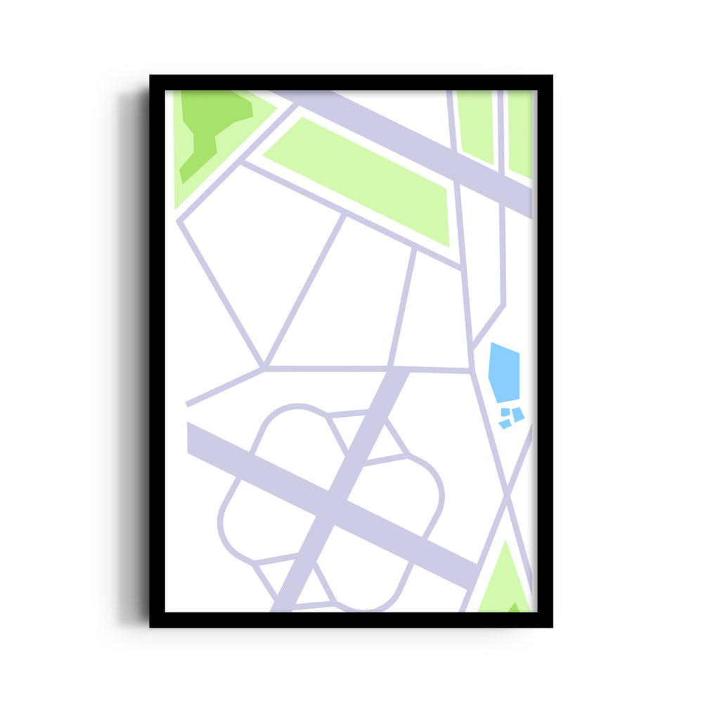 Modern Urban Grid - street map wall art