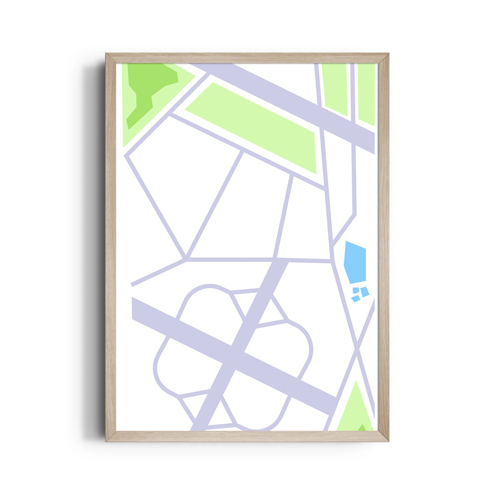 Modern Urban Grid - street map wall art