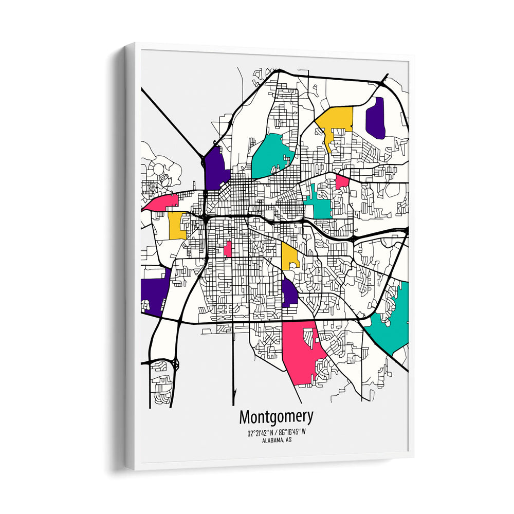 Montgomery Vibrant Districts - street map wall art - Pillow Fights
