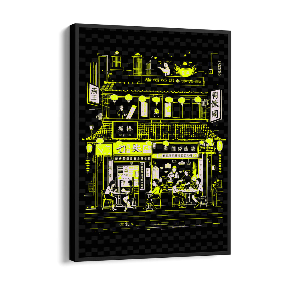 Neon Asian Street Caf - Food & Bar Wall Art - Pillow Fights