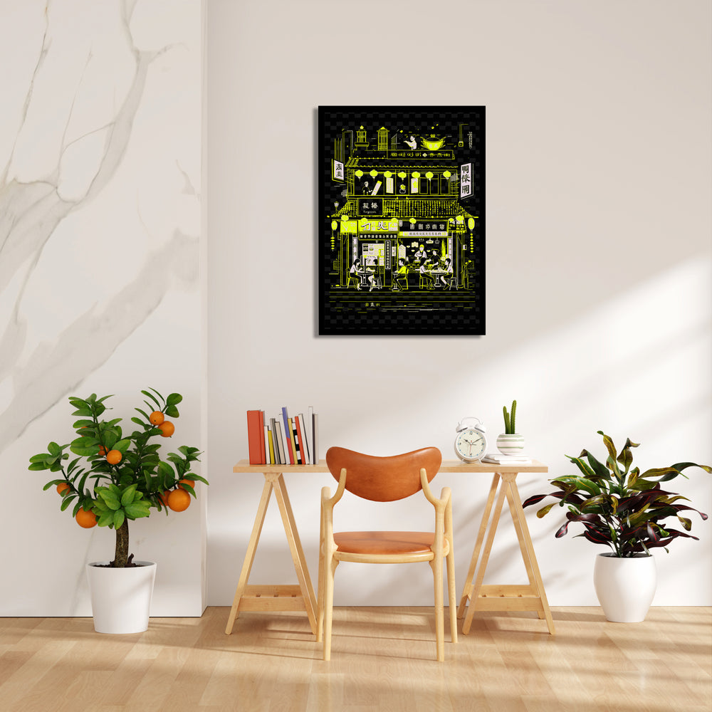 Neon Asian Street Caf - Food & Bar Wall Art - Pillow Fights