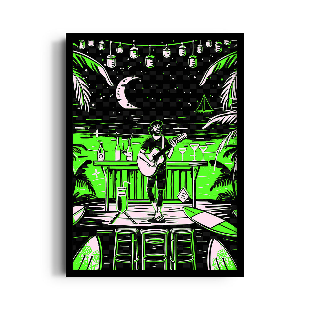 Neon Beach Bar Vibes - Food & Bar Wall Art