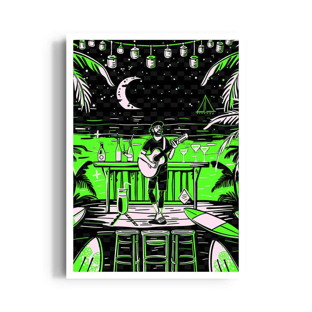 Neon Beach Bar Vibes - Food & Bar Wall Art