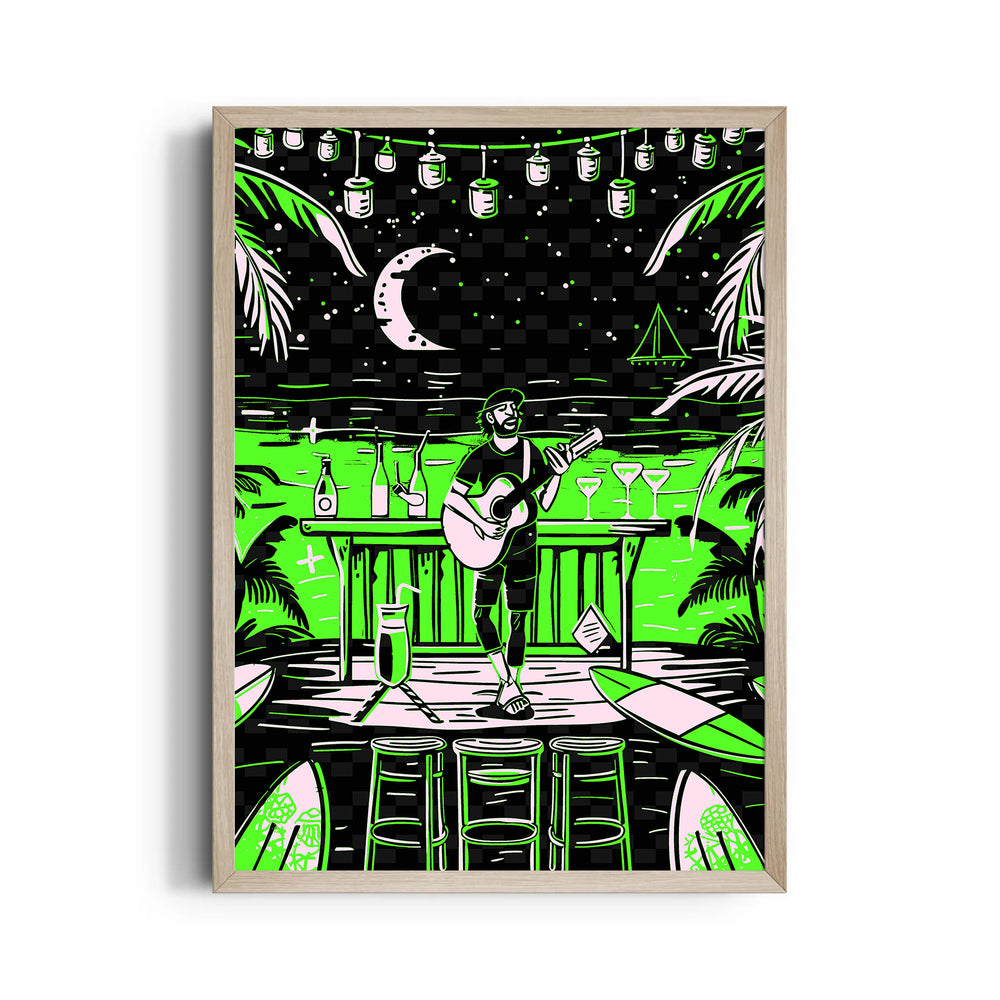 Neon Beach Bar Vibes - Food & Bar Wall Art