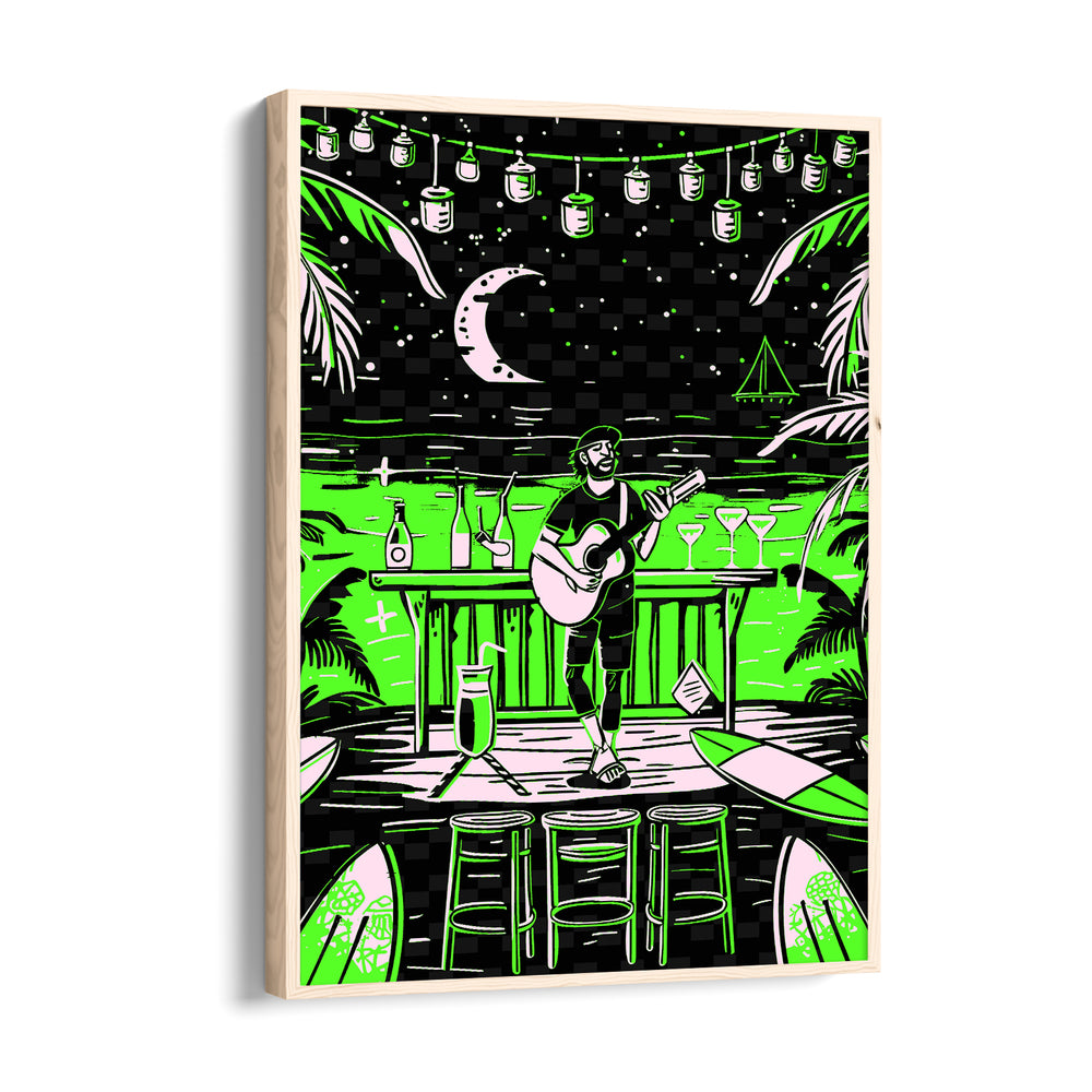 Neon Beach Bar Vibes - Food & Bar Wall Art