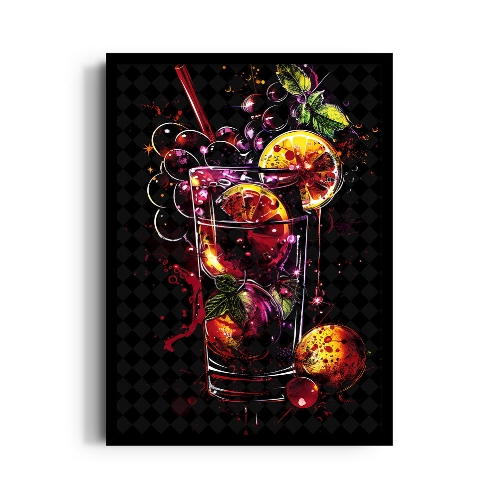Neon Berry Cocktail Splash - Food & Bar Wall Art