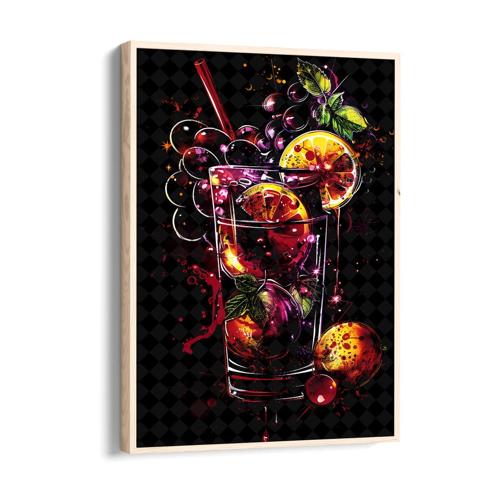 Neon Berry Cocktail Splash - Food & Bar Wall Art