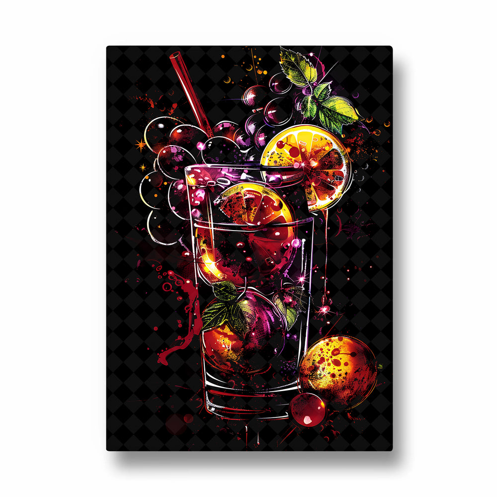 Neon Berry Cocktail Splash - Food & Bar Wall Art