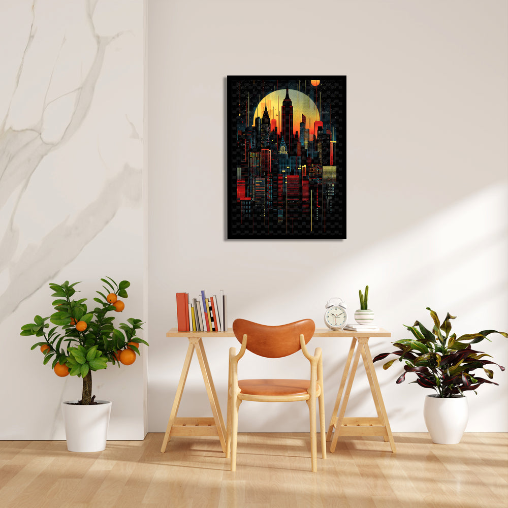 Neon Empire Skyline - City Wall Art