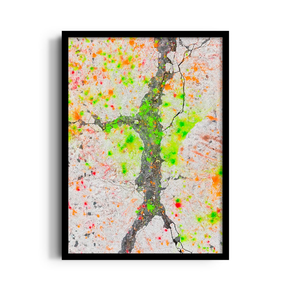 Neon Fracture Paths - street map wall art