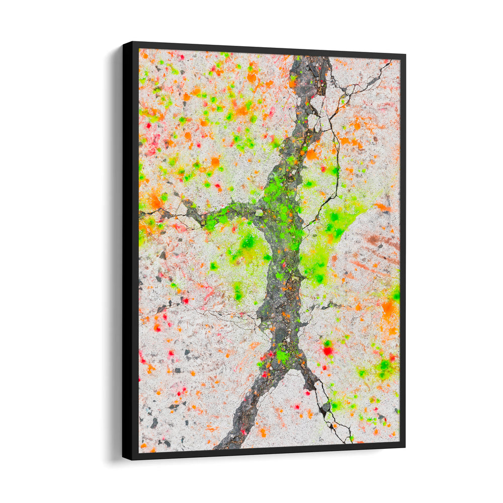 Neon Fracture Paths - street map wall art