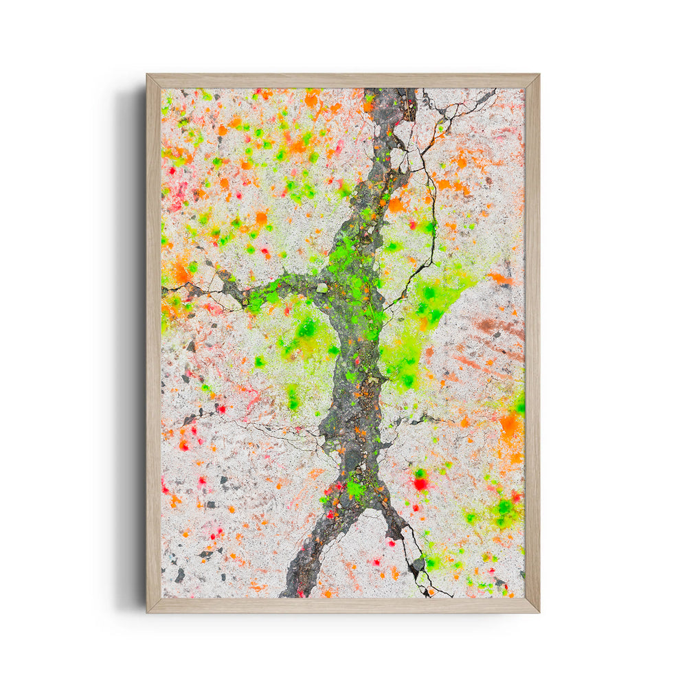 Neon Fracture Paths - street map wall art