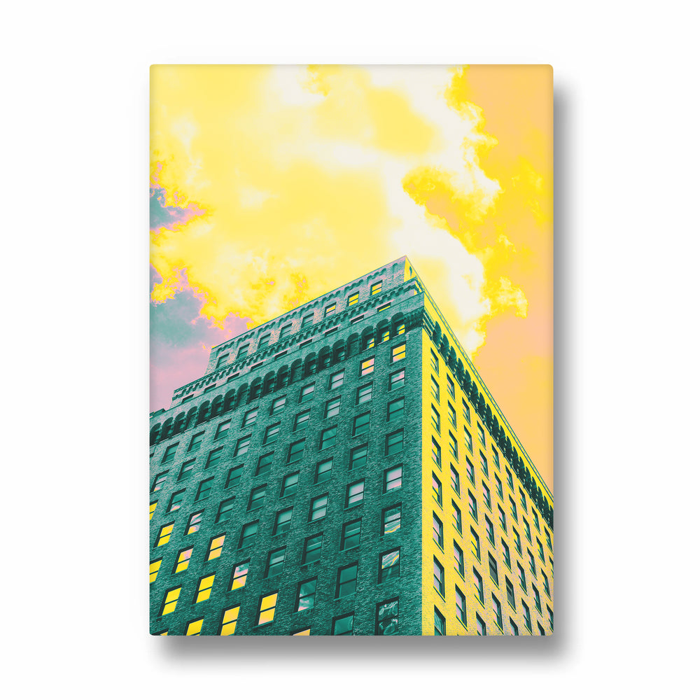Neon Sunset Tower - City Wall Art