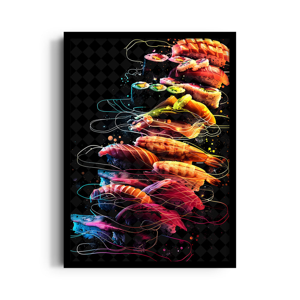 Neon Sushi Tower - Food & Bar Wall Art - Pillow Fights