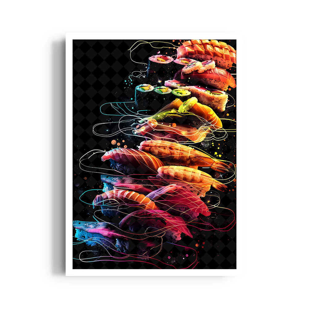 Neon Sushi Tower - Food & Bar Wall Art - Pillow Fights