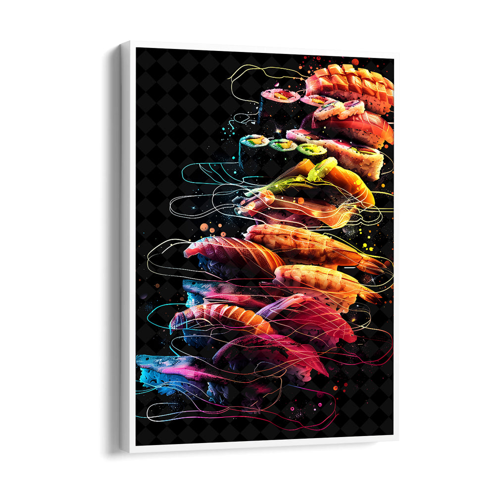 Neon Sushi Tower - Food & Bar Wall Art - Pillow Fights