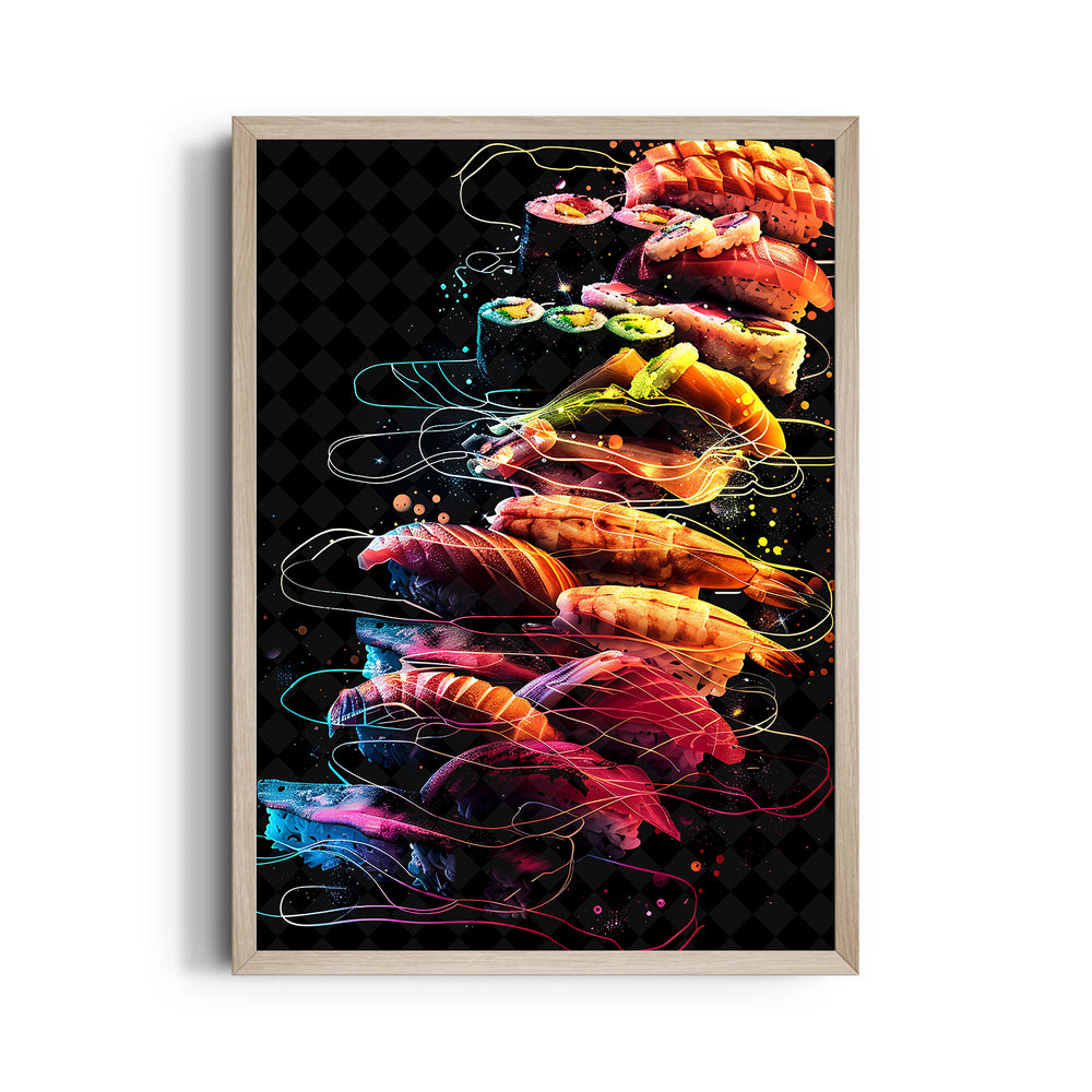 Neon Sushi Tower - Food & Bar Wall Art - Pillow Fights