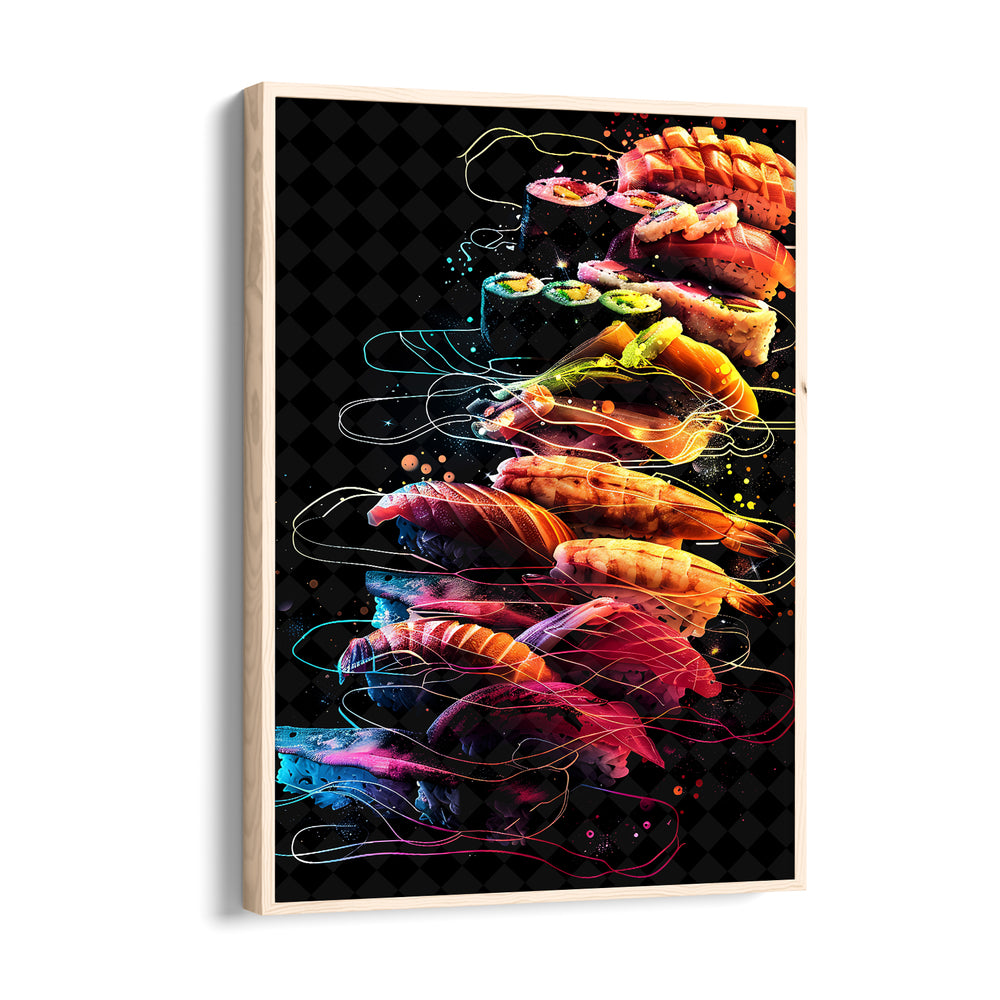 Neon Sushi Tower - Food & Bar Wall Art - Pillow Fights