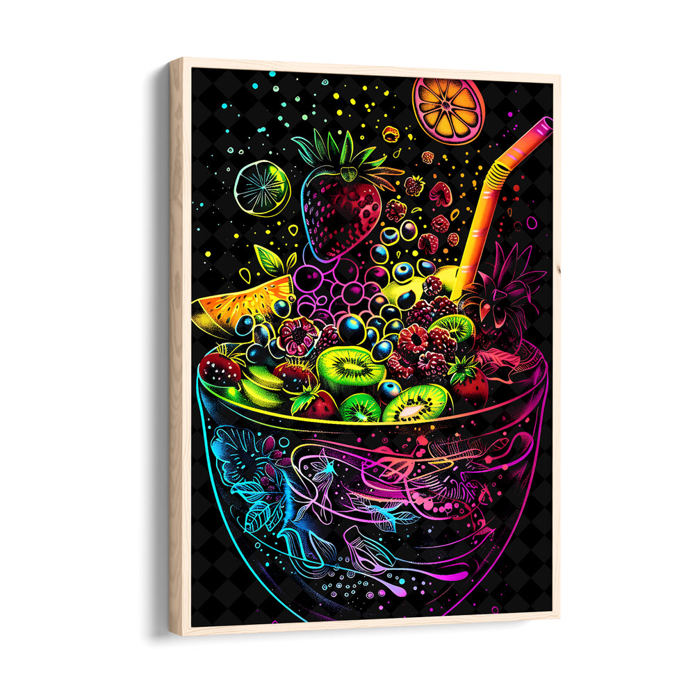 Neon Tropical Fruit Bowl - Food & Bar Wall Art