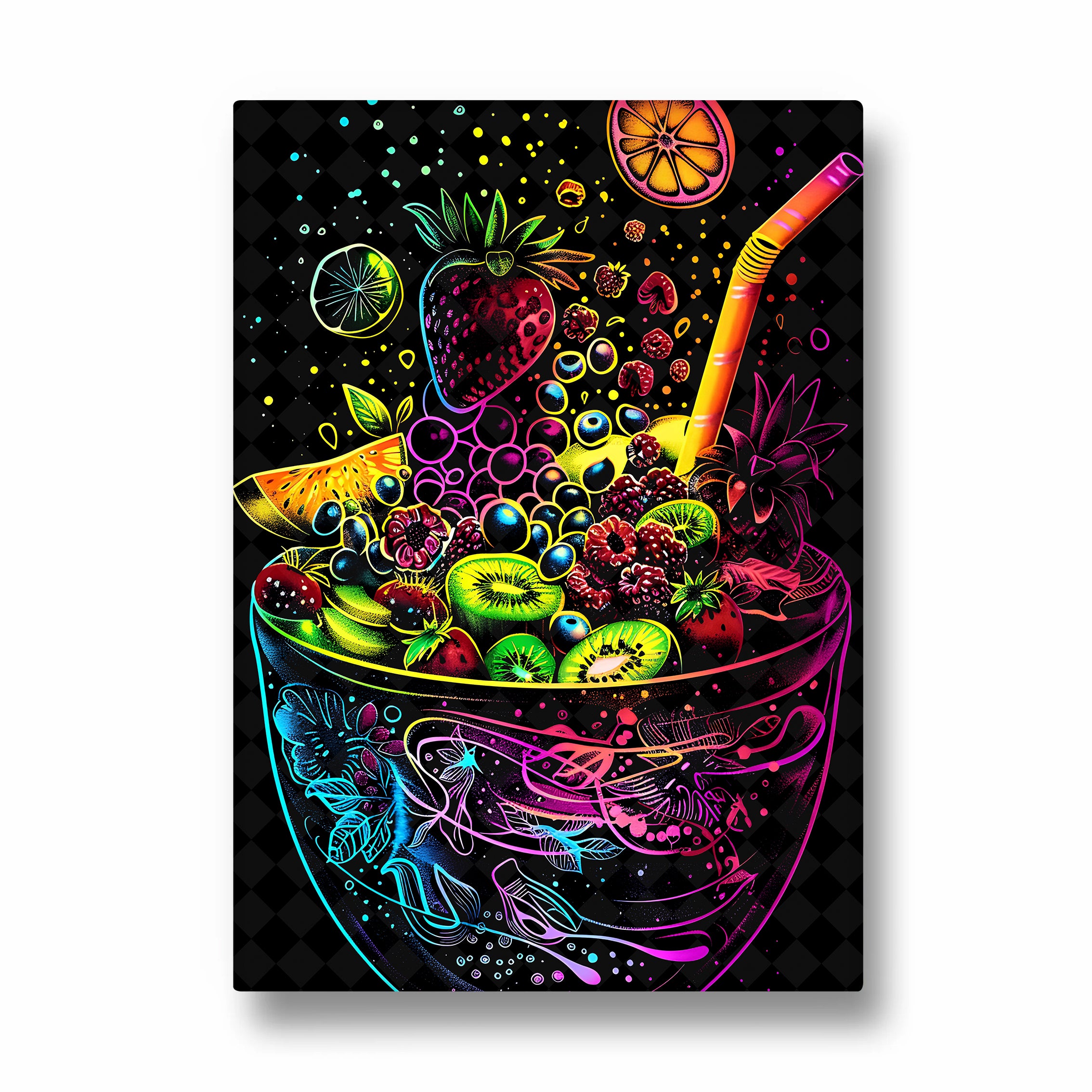 Neon Tropical Fruit Bowl - Food & Bar Wall Art