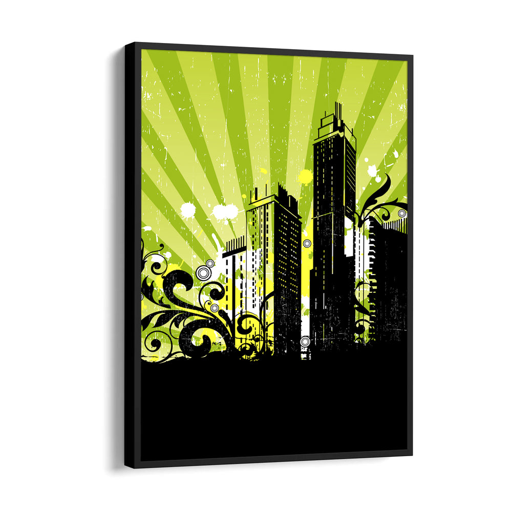 Neon Urban Skyline - City Wall Art