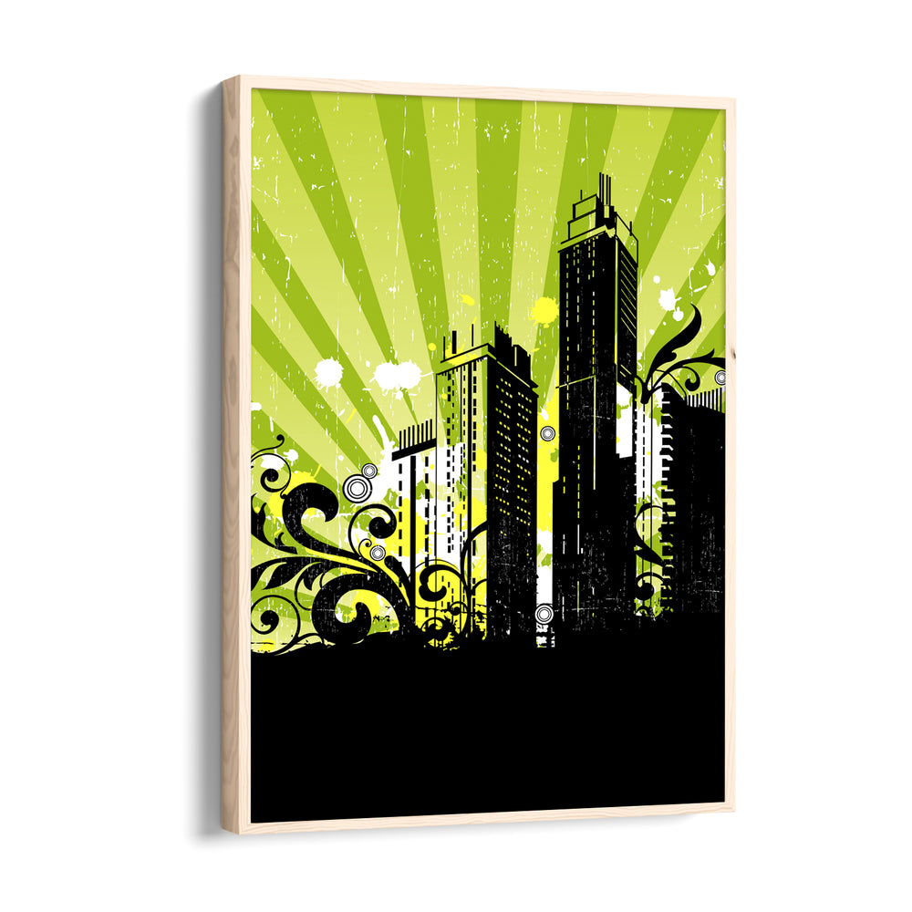 Neon Urban Skyline - City Wall Art