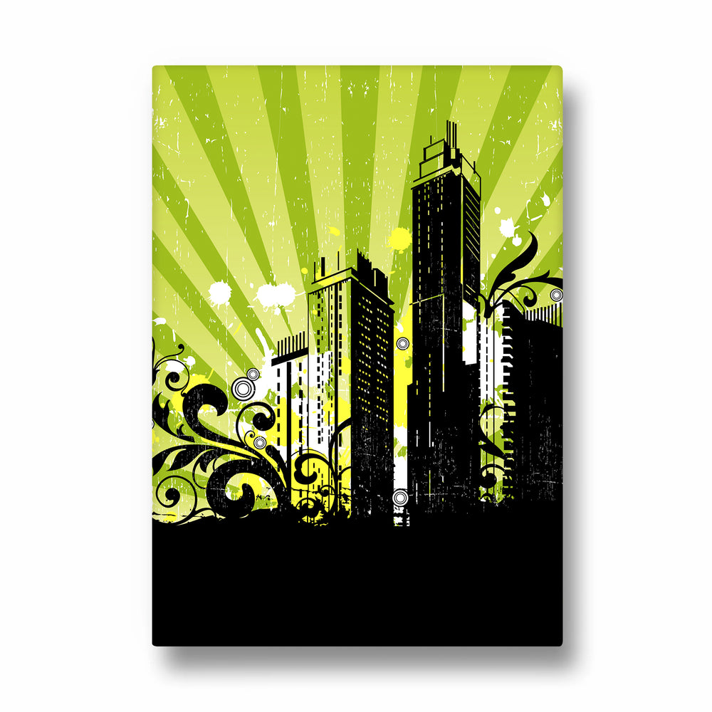 Neon Urban Skyline - City Wall Art