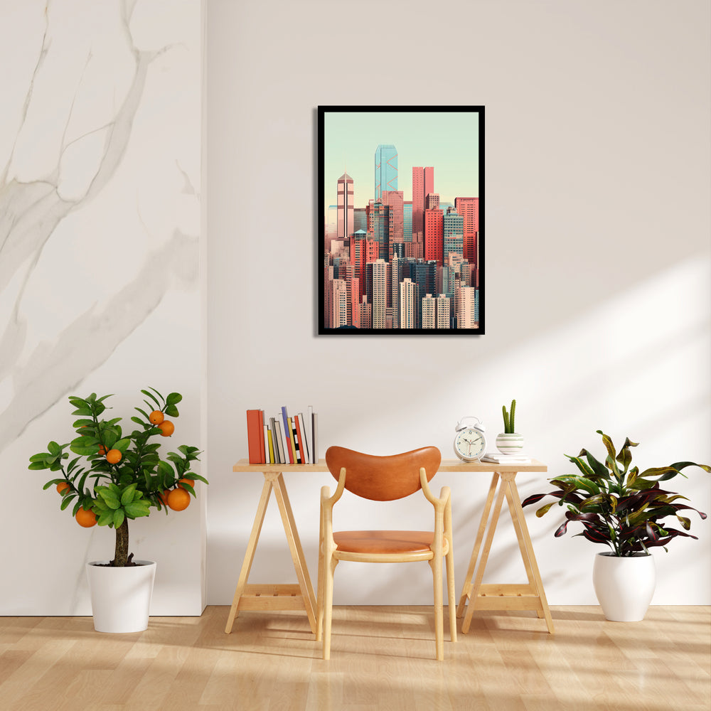Pastel Metropolis Skyline - City Wall Art - Pillow Fights