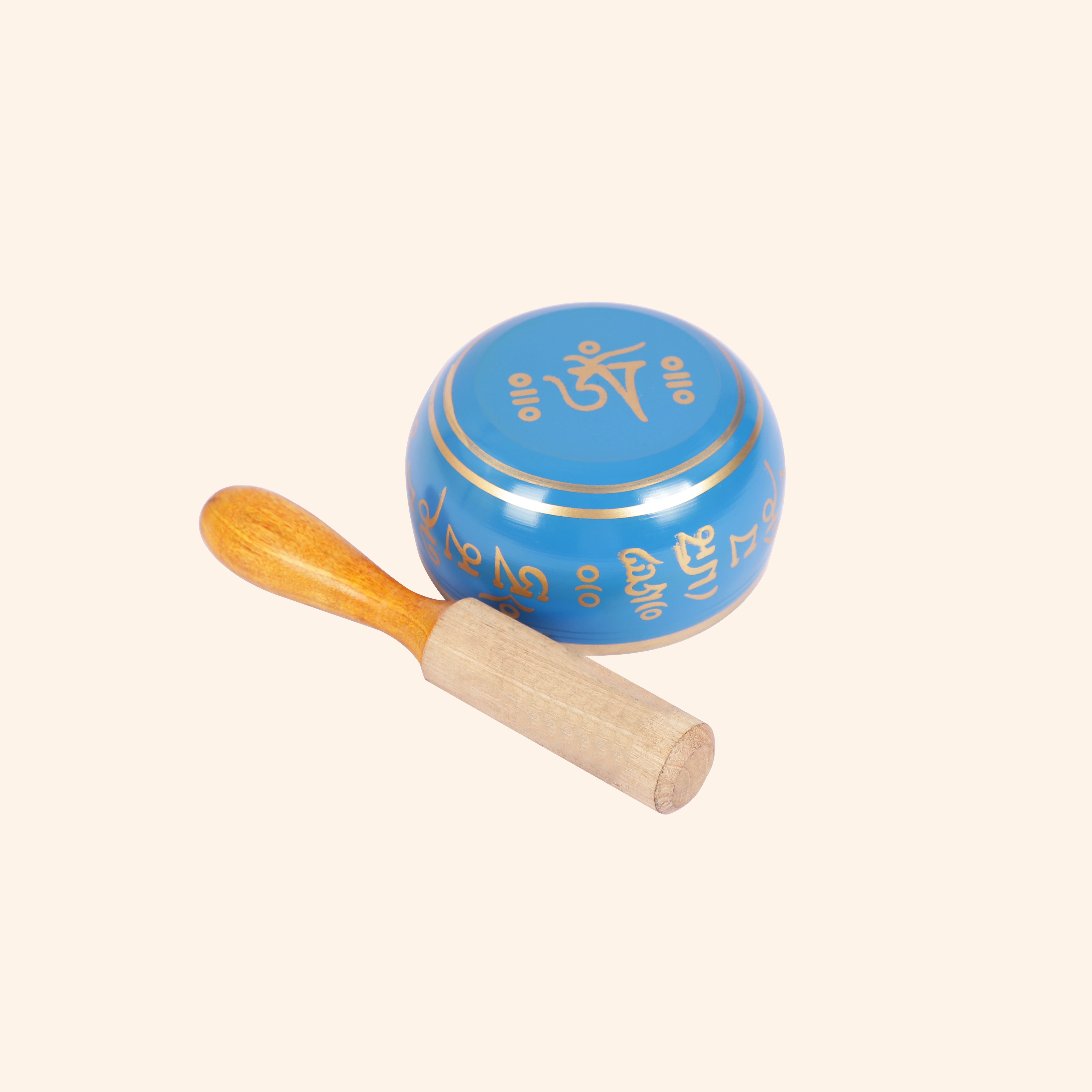 Tibetan Buddhist Blue Singing Bowl Set with Mallet | For Meditation & Sound Healing