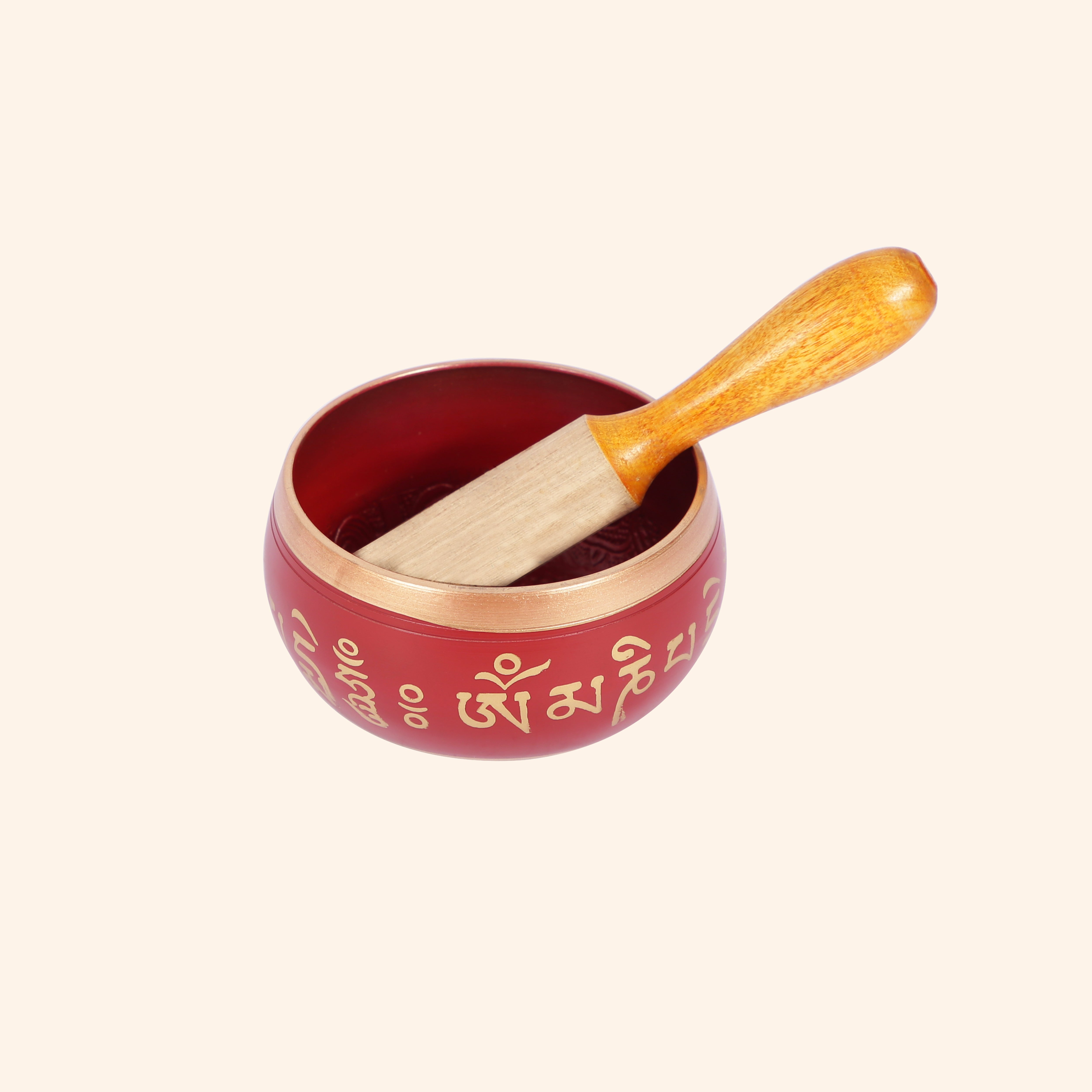 Red Tibetan Singing Bowl Set with Mallet | For Meditation, Healing & Stress Relief
